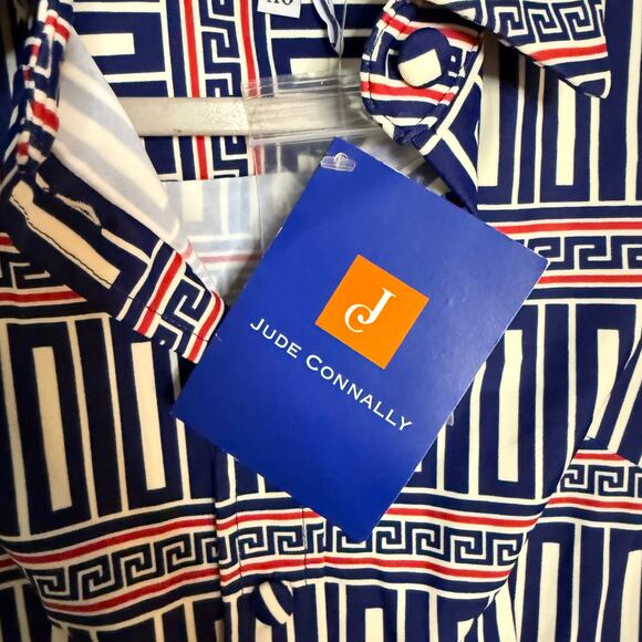 Jude Connally Button Down Top Geometric Print Long Sleeve Blue Size XS NEW - Picture 5 of 6